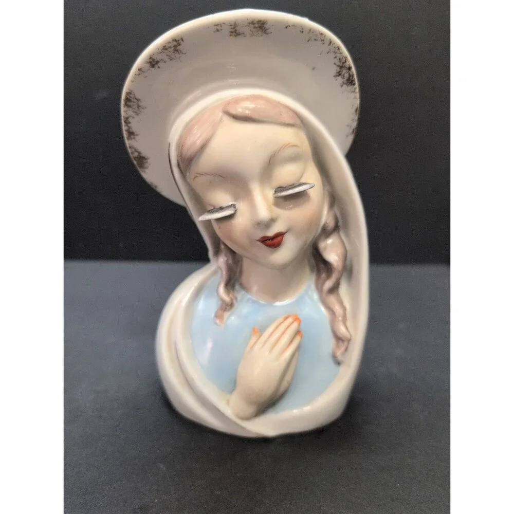 Vintage Ceramic Praying Madonna Planter Vase